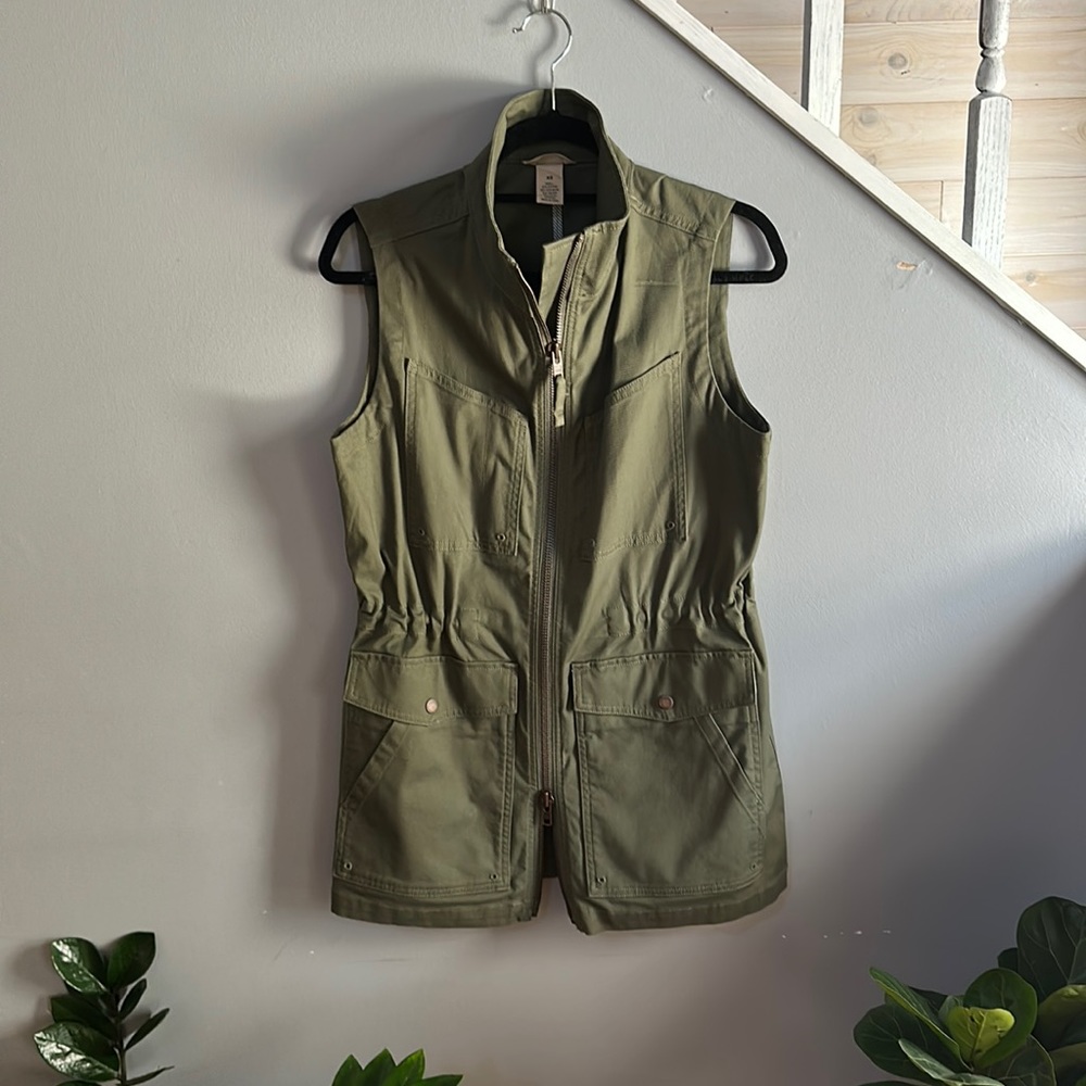 NWOT Duluth Trading fire hose canvas olive green LONG heavy duty utility vest